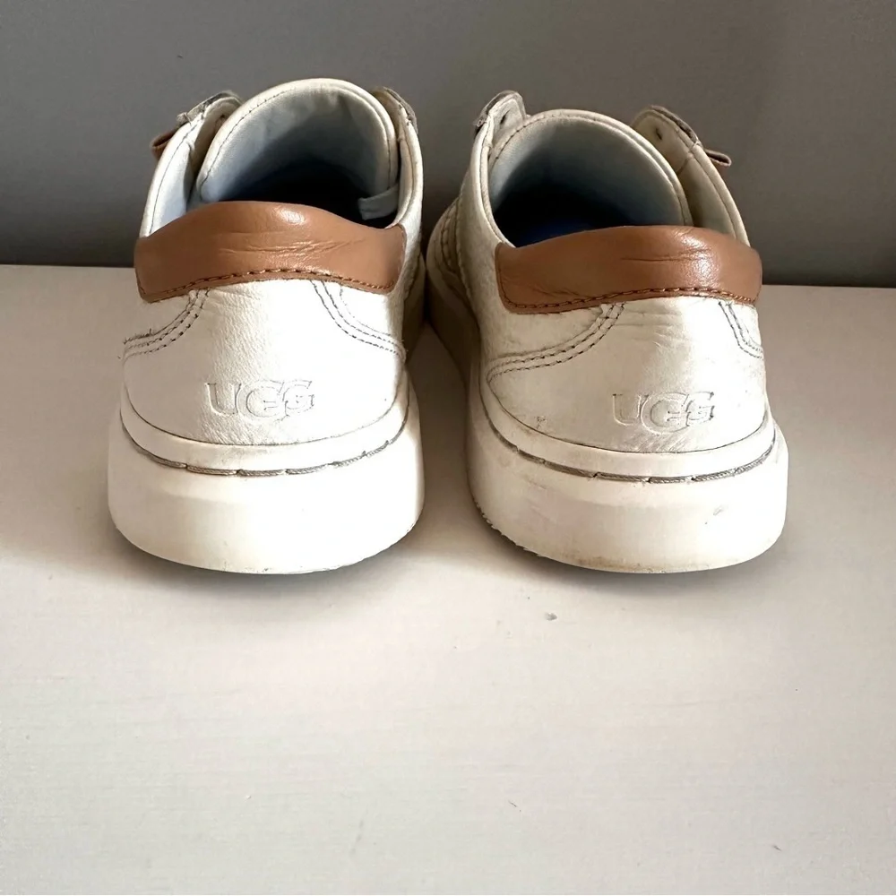 UGG white leather sneakers size 7 - Picture 6 of 8